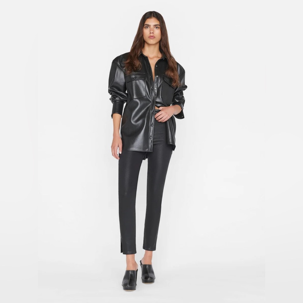 Frame Jet Set Skinny Crop Jean in Noir Coated